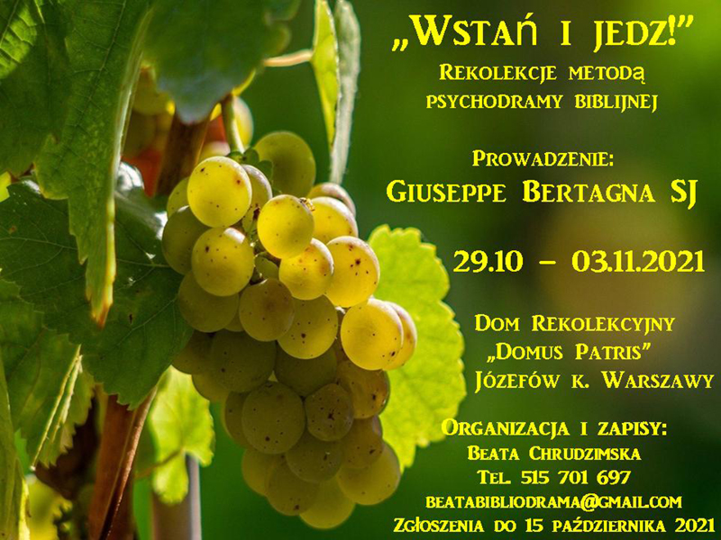 Plakat rekolekcji Wstań i jedz ‐ prowadzenie Giuseppe Bertagna SJ