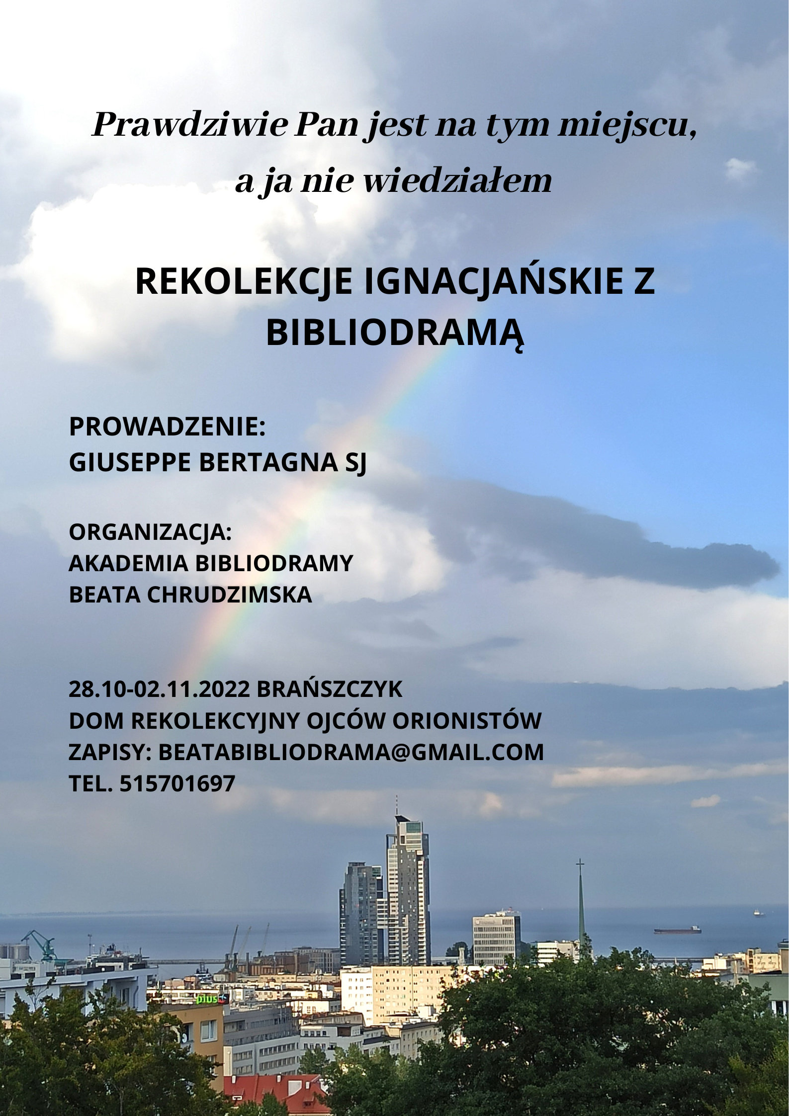 Plakat rekolekcji Brańszczyk 2022 ‐ prowadzenie Giuseppe Bertagna SJ